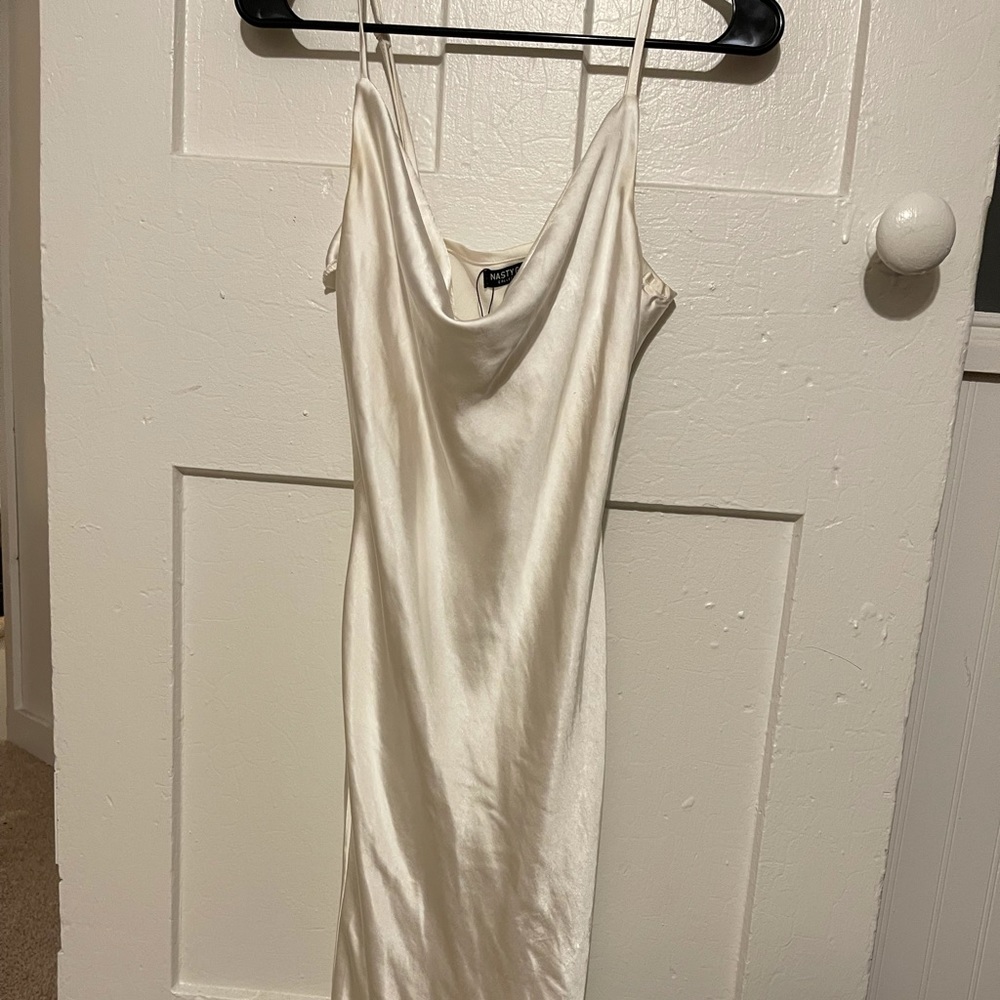 Nasty Gal white satin dress